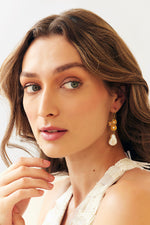 Ivory gold collection keshi pearl barncle earrings studio metallurgy