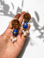 Ammonite & Lapis Beetle Earrings // 01