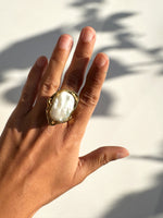 Brass & Baroque Pearl Inlay Ring // 11