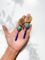 Ammonite & Lapis Beetle Earrings // 02