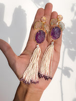 Floral Carved Amethyst Danglers //02