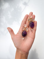 Floral Carved Amethyst Danglers //03