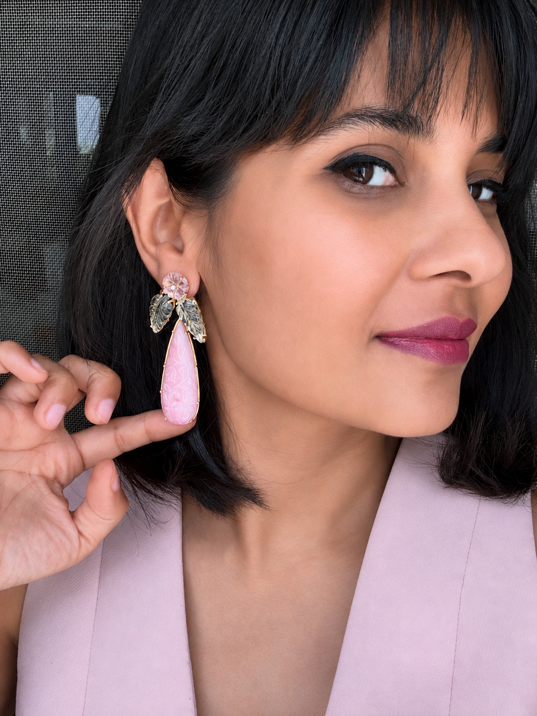 Mirza Pink Opal Earrings