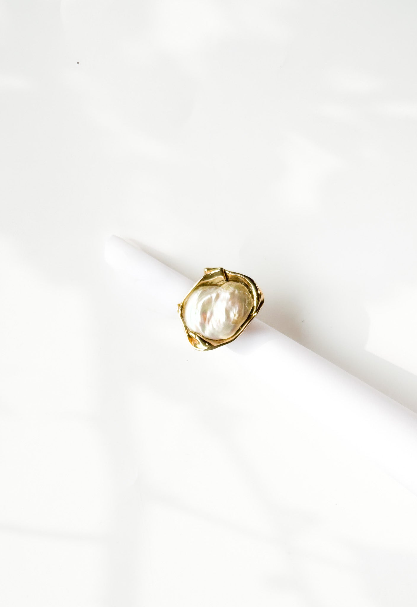 Brass & Baroque Pearl Inlay Ring // 06