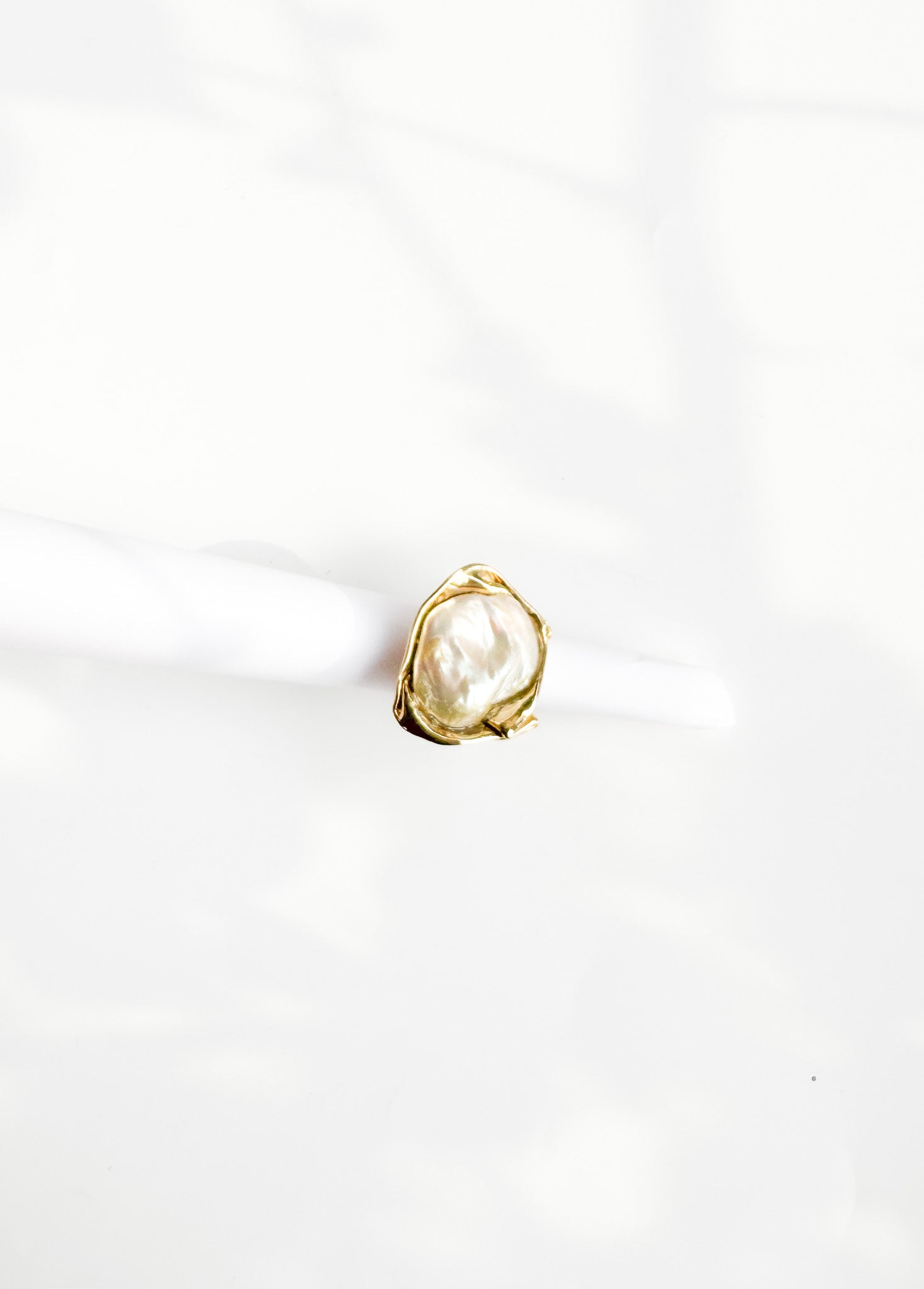 Brass & Baroque Pearl Inlay Ring // 06