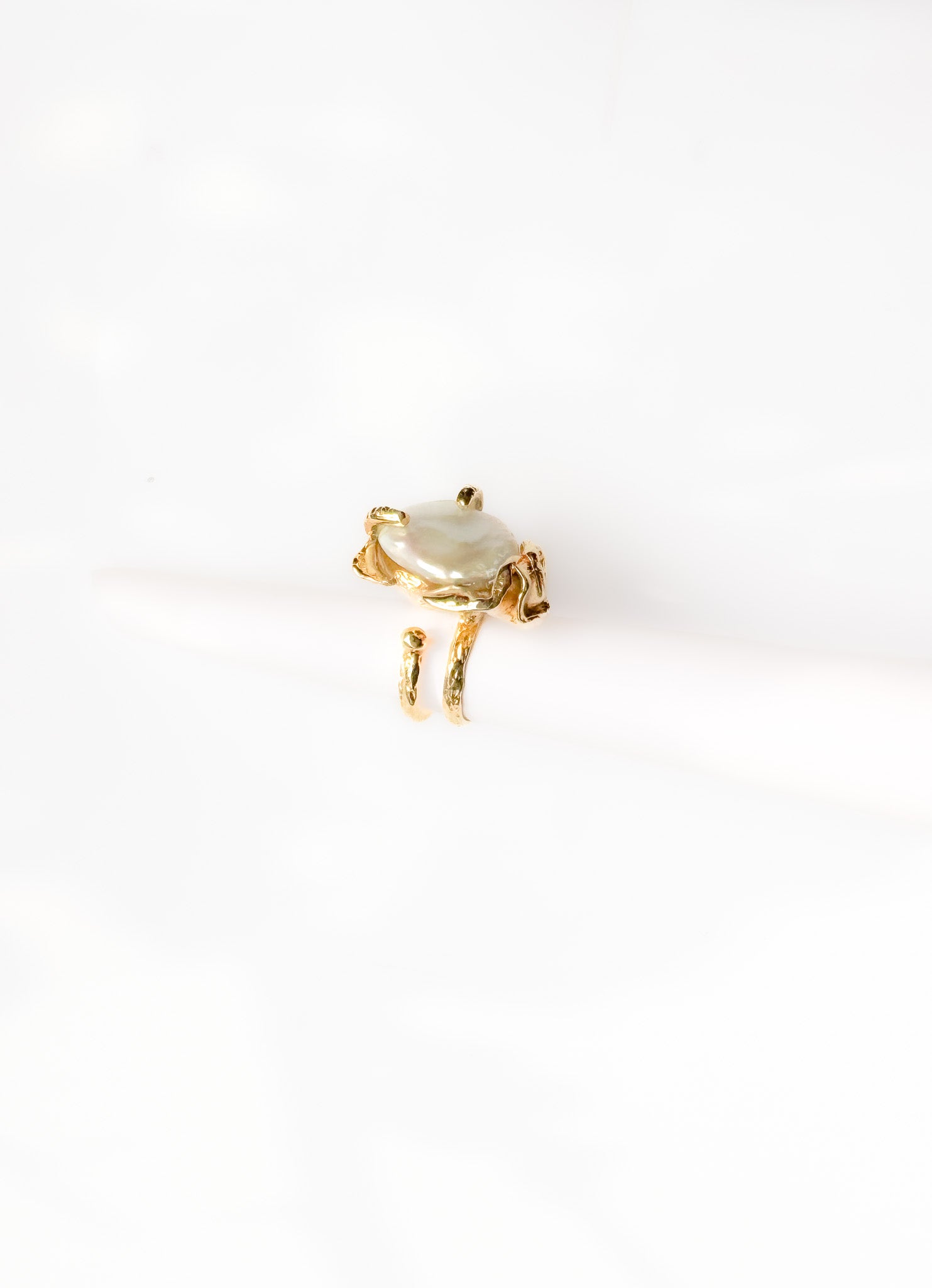Brass & Baroque Pearl Inlay Ring // 07