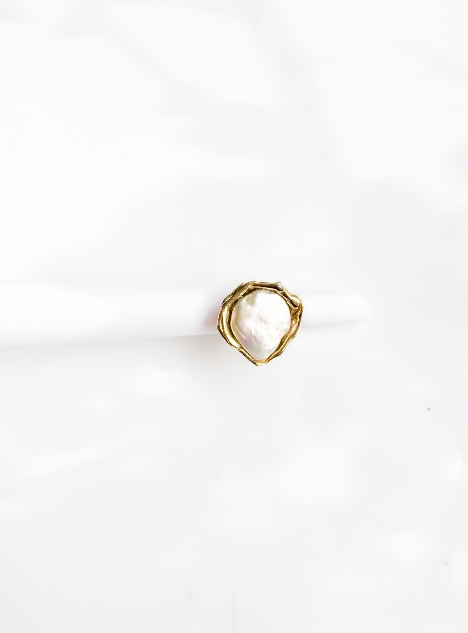 Brass & Baroque Pearl Inlay Ring // 08