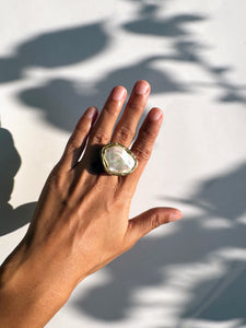 Brass & Baroque Pearl Inlay Ring // 05